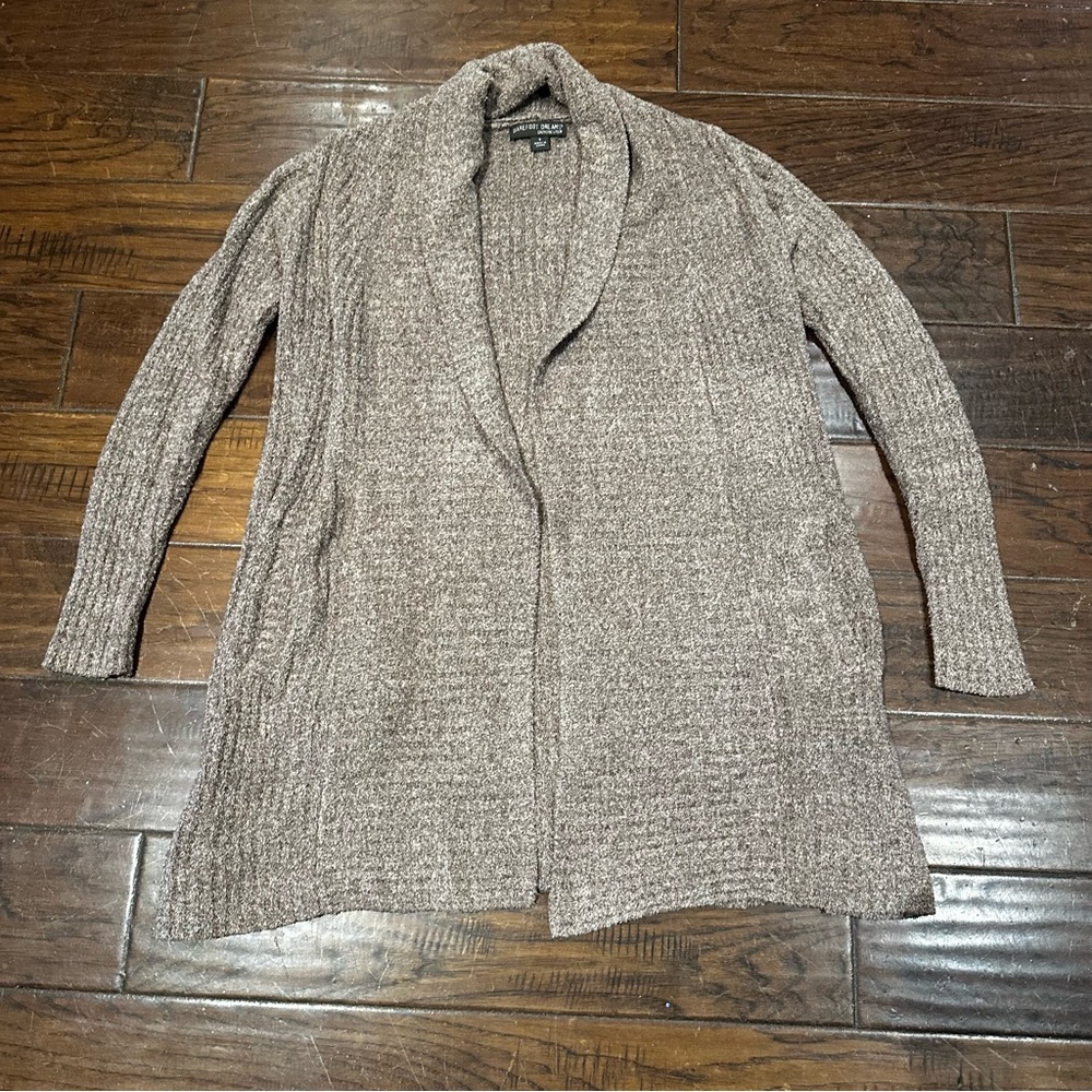 Barefoot Dreams CozyChic Lite‎ Cardigan in Taupe/Beige Size S